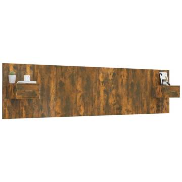 Elegant Smoked Oak Bed Headboard with Cabinets - Hipomarket