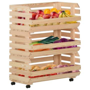 Vegetable Trolley - Solid Pinewood Kitchen Cart | HipoMarket