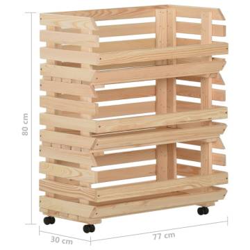 Vegetable Trolley - Solid Pinewood Kitchen Cart | HipoMarket