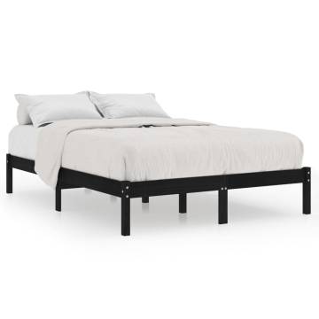 Black Solid Wood Pine Bed Frame 200x200 cm - Stylish & Durable