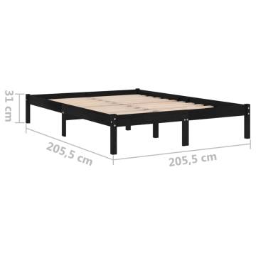 Black Solid Wood Pine Bed Frame 200x200 cm - Stylish & Durable