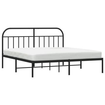 Black Metal Bed Frame with Headboard - 180x200 cm Super King