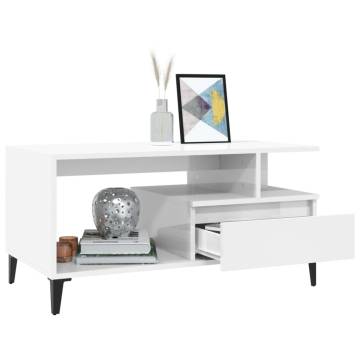 High Gloss White Coffee Table - 90x49x45 cm | Hipo Market