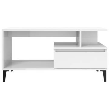 High Gloss White Coffee Table - 90x49x45 cm | Hipo Market