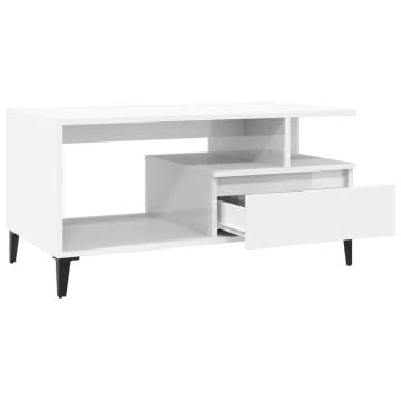 High Gloss White Coffee Table - 90x49x45 cm | Hipo Market