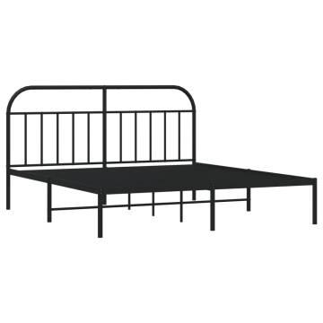 Black Metal Bed Frame with Headboard - 180x200 cm Super King