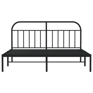 Black Metal Bed Frame with Headboard - 180x200 cm Super King