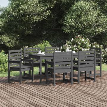 7 Piece Grey Solid Wood Pine Garden Dining Set | HipoMarket