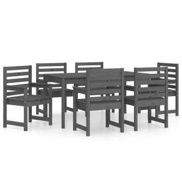 7 Piece Grey Solid Wood Pine Garden Dining Set | HipoMarket