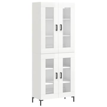 Stylish Highboard High Gloss White - 69.5x34x180 cm