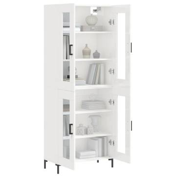 Stylish Highboard High Gloss White - 69.5x34x180 cm