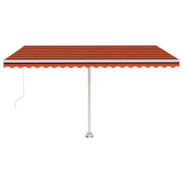 Manual Retractable Awning with LED - Orange & Brown - 400x350 cm