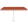 Manual Retractable Awning with LED - Orange & Brown - 400x350 cm