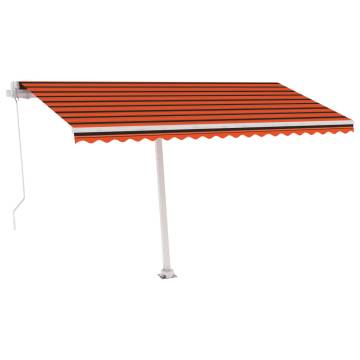 Manual Retractable Awning with LED - Orange & Brown - 400x350 cm