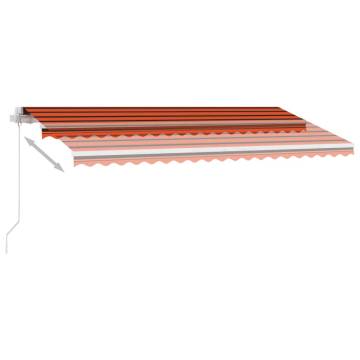 Manual Retractable Awning with LED - Orange & Brown - 400x350 cm