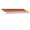 Manual Retractable Awning with LED - Orange & Brown - 400x350 cm