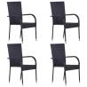 Stackable Outdoor Chairs 4 pcs Poly Rattan Black Colour black Quantity in Package 4 Number of 1 