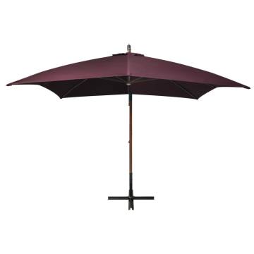 Hanging Parasol Bordeaux Red 3x3m - Solid Fir Wood