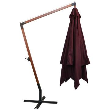 Hanging Parasol Bordeaux Red 3x3m - Solid Fir Wood