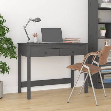 Stylish Grey Desk with Drawers - Solid Pine Wood | Hipomarket