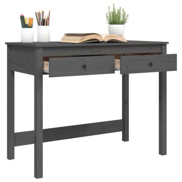 Stylish Grey Desk with Drawers - Solid Pine Wood | Hipomarket