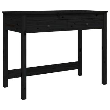 Elegant Black Desk with Drawers - Solid Pine Wood 100x50 cm