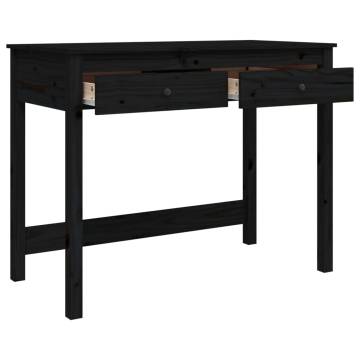 Elegant Black Desk with Drawers - Solid Pine Wood 100x50 cm