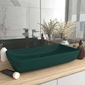 Luxury Rectangular Matt Dark Green Basin - 71x38 cm Ceramic