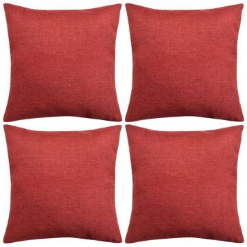 Burgundy Linen-Look Cushion Covers Set of 4 | 80x80 cm