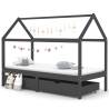 Kids Bed Frame with Drawers Dark Grey Solid Pine Wood 90x200cm Colour dark grey Size 90 x 200 cm Model 2 drawers 