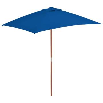 Outdoor Parasol with Wooden Pole - Blue 150x200 cm | Hipo Market