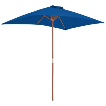 Outdoor Parasol with Wooden Pole - Blue 150x200 cm | Hipo Market