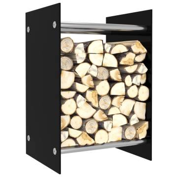 Firewood Rack Black - Sturdy Glass & Steel | 40x35x60 cm