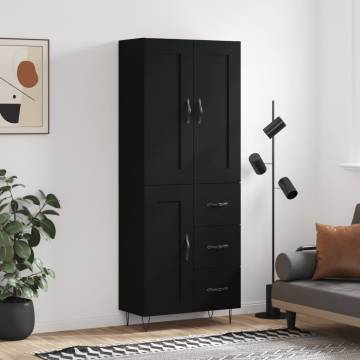 Stylish Highboard Black - 69.5x34x180 cm Engineered Wood