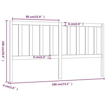 Stylish Solid Wood Pine Bed Headboard - 186x4x100 cm