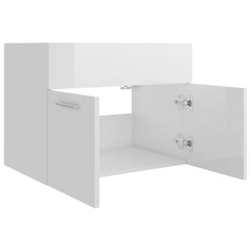 High Gloss White Sink Cabinet - 60x38.5 cm | Hipomarket UK