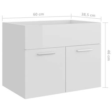 High Gloss White Sink Cabinet - 60x38.5 cm | Hipomarket UK