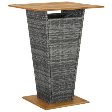 Stylish Grey Bar Table - Poly Rattan & Acacia Wood - HipoMarket