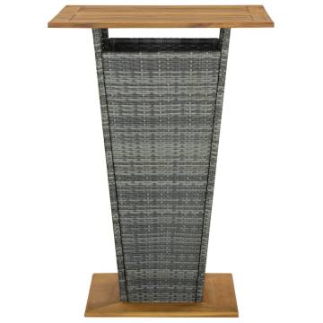 Stylish Grey Bar Table - Poly Rattan & Acacia Wood - HipoMarket