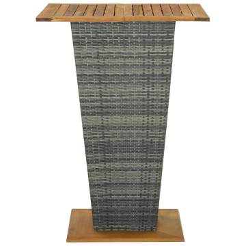 Stylish Grey Bar Table - Poly Rattan & Acacia Wood - HipoMarket