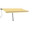 Manual Retractable Awning with LED - 400x300 cm Yellow & White