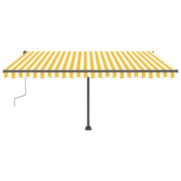 Manual Retractable Awning with LED - 400x300 cm Yellow & White