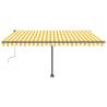 Manual Retractable Awning with LED - 400x300 cm Yellow & White