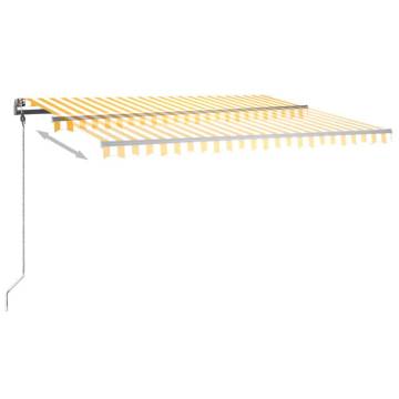 Manual Retractable Awning with LED - 400x300 cm Yellow & White