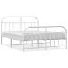 Elegant White Metal Bed Frame with Headboard & Footboard - 140x200 cm