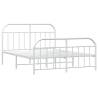 Elegant White Metal Bed Frame with Headboard & Footboard - 140x200 cm