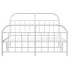 Elegant White Metal Bed Frame with Headboard & Footboard - 140x200 cm