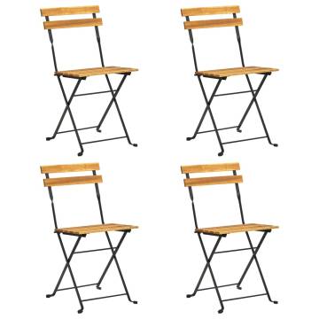 Folding Bistro Chair 4 pcs - Solid Acacia Wood | HipoMarket