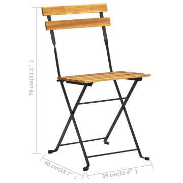 Folding Bistro Chair 4 pcs - Solid Acacia Wood | HipoMarket