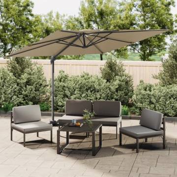 Double Top Cantilever Umbrella Taupe 300x300 cm - HipoMarket